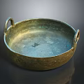 Vintage Bronze Household Basin With Two Side Handles For Daily Use