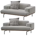 Modern Single Sofa Upholstered with Patterned Pillow and Metal Legs 3d model