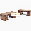 Classic Wooden Writing Desks With Multiple Drawers And Sturdy Structure Design