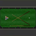 Premium Billiard Table With Green Felt Surface Black Frame Cue Sticks And Balls