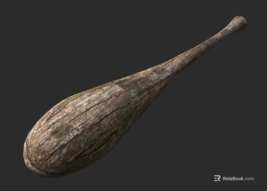 Ancient Wooden Weapon Club with Rustic Texture and Primitive Design 3d model 