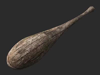 Ancient Wooden Weapon Club with Rustic Texture and Primitive Design 3d model