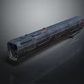 Futuristic Metallic Structural Component With Elongated Shape Red Accents And Sleek Design