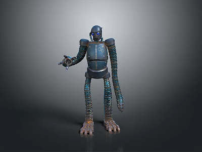 Blue Mechanical Robot Character With Long Spiral Legs And Metallic Texture 3D Model Design 3d model