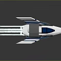 Futuristic White Spaceship With Blue Thrusters Gray Accents And Sleek Aerodynamic Design