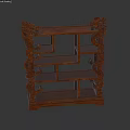 Traditional Wooden Decorative Cabinet With Intricate Dragon Carvings And Multiple Shelves