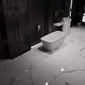 Modern Bathroom Interior With White Soaking Bathtub Bubbles And Marble Floor