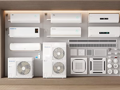 Diverse Range of Air Conditioners and Fans Featuring Wall Mounted Floor Standing and Compact Designs 3d model