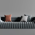 Modern Ribbed Velvet Sectional Sofa With Brown And Gray Decorative Pillows