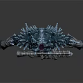 Fantasy Mythical Warrior With Crystal Spiked Armor Intricate Design Standing Pose
