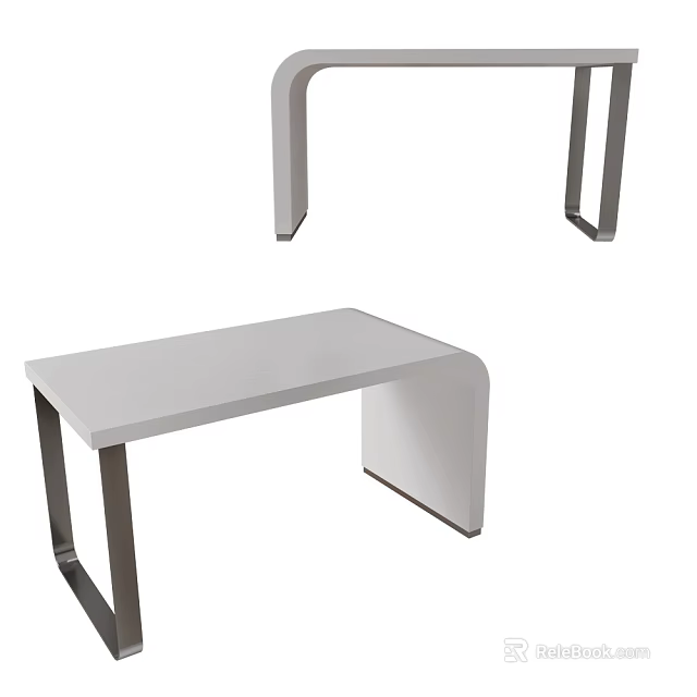 Modern White Top Tables Featuring Sleek Metal Frame Design 3d model 