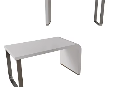 Modern White Top Tables Featuring Sleek Metal Frame Design 3d model