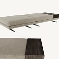 Modern Sofa Bench With Light Gray Fabric Seats Dark Wooden Panels And Slim Black Legs