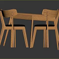 Round Wooden Dining Table Set With Four Chairs And Black Seats