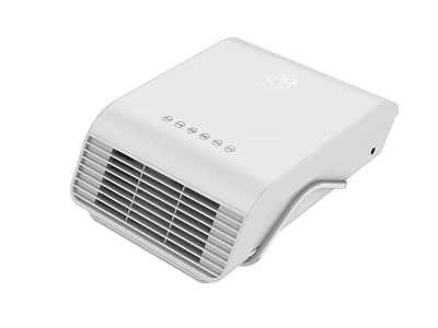 White Air Conditioner Fan With Modern Design Digital Display And Sleek Air Vents 3d model