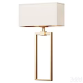 Modern Table Lamp With White Fabric Shade And Gold Geometric Metal Frame