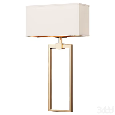 Modern Table Lamp With White Fabric Shade And Gold Geometric Metal Frame 3d model