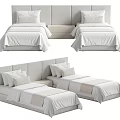 Modern Single Bed Design With Simple Headboard White Sheets And Pillows 3d model