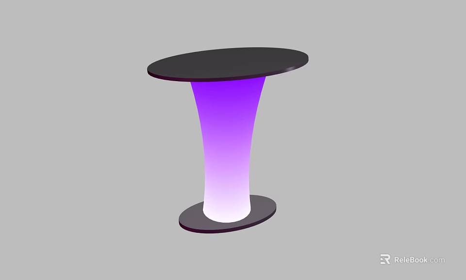 Modern Functional Table With Black Round Top And Purple Gradient Lighted Base 3d model