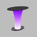 Modern Functional Table With Black Round Top And Purple Gradient Lighted Base 3d model