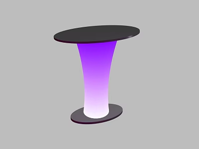 Modern Functional Table With Black Round Top And Purple Gradient Lighted Base 3d model