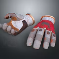 Worn Textured Protective Gloves In White Brown And Red For Daily Use