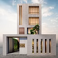 Modern Detached Villa with Concrete Facade Large Windows Greenery and Entrance Design