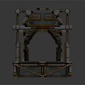 Industrial Mechanical Device With Vintage Metal Structure Pipes And Control Panels
