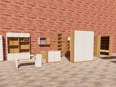 Modern Wardrobe Bathroom Cabinet Combination Bed 3d model