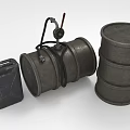 Rustic Metallic Drums Jerry Can With Hose And Gauge Industrial Containers