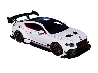 White Sports Car With Black Rear Spoiler Red Accents And Sporty Design 3d model