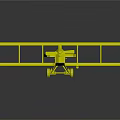 Detailed Vintage Biplane Model With Yellow Wings Gray Fuselage And Floats