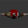 3D Cartoon Warrior Character With Red Plume Helmet Armor Beard And Outstretched Arms
