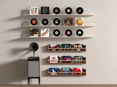 Audio Record Player Vinyl Record Ornaments Storage Rack 3d model