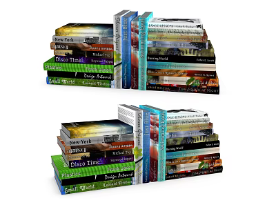 Stacks of Colorful Books with Various Topics and Spines 3d model