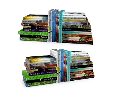 Stacks of Colorful Books with Various Topics and Spines 3d model
