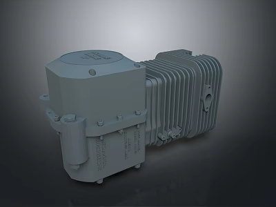 Gray Car Tire Mechanical Part with Cooling Fin Structure Top Round Cover and Side Connections 3d model