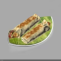 Delicious Burritos On Green Plate With One Cut Open Revealing Fresh Fillings