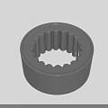 Gray Cylindrical Stool With Central Hole And Serrated Edge Design Details 3d model