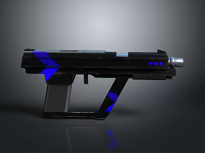 Futuristic Black Gun With Blue Glowing Accents Sleek Design And Metallic Finish 3d model