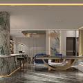 Luxurious Modern Entertainment Room With Marble Bar And Seating Area