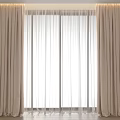 Beige Modern Curtains With Sheer Panels For Bright Window Interior Design 3d model