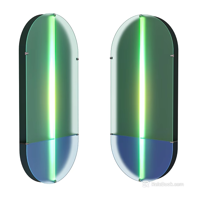 Modern Curved Wall Lights With Green Blue Lighting Effect 3d model 