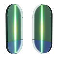Modern Curved Wall Lights With Green Blue Lighting Effect