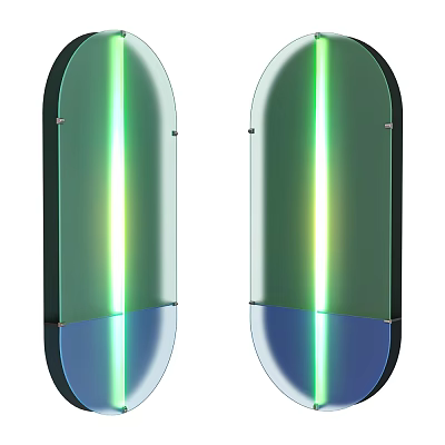 Modern Curved Wall Lights With Green Blue Lighting Effect 3d model