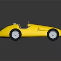 Yellow Vintage Racing Car With Open Cockpit Black Tires And White Wheels