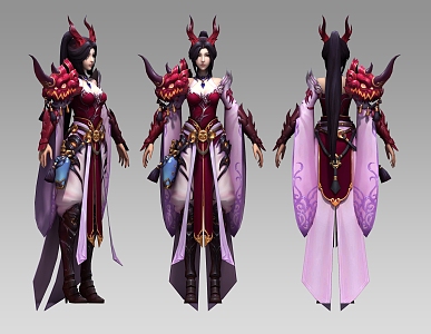 Three-and two-way female shura female ghost king ghost will beautiful woman national wind martial arts wind fairy chivalrous wind legendary wind game wind hand-painted character 3d model