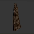 Brown Plaid Long Coat Displayed on Stand with Gray Background and Sleek Design