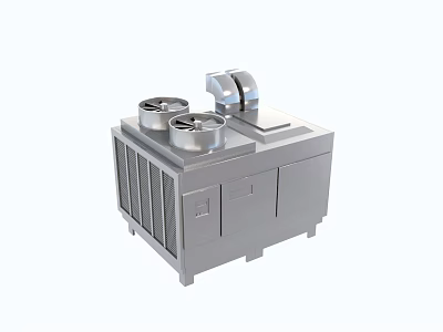 Industrial Cooling Unit With Grey Metal Body Circular Fans And Curved Top 3d model