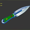 Tactical Weapon Knife With Red Handle Silver Blade Metal Rivets And Holes